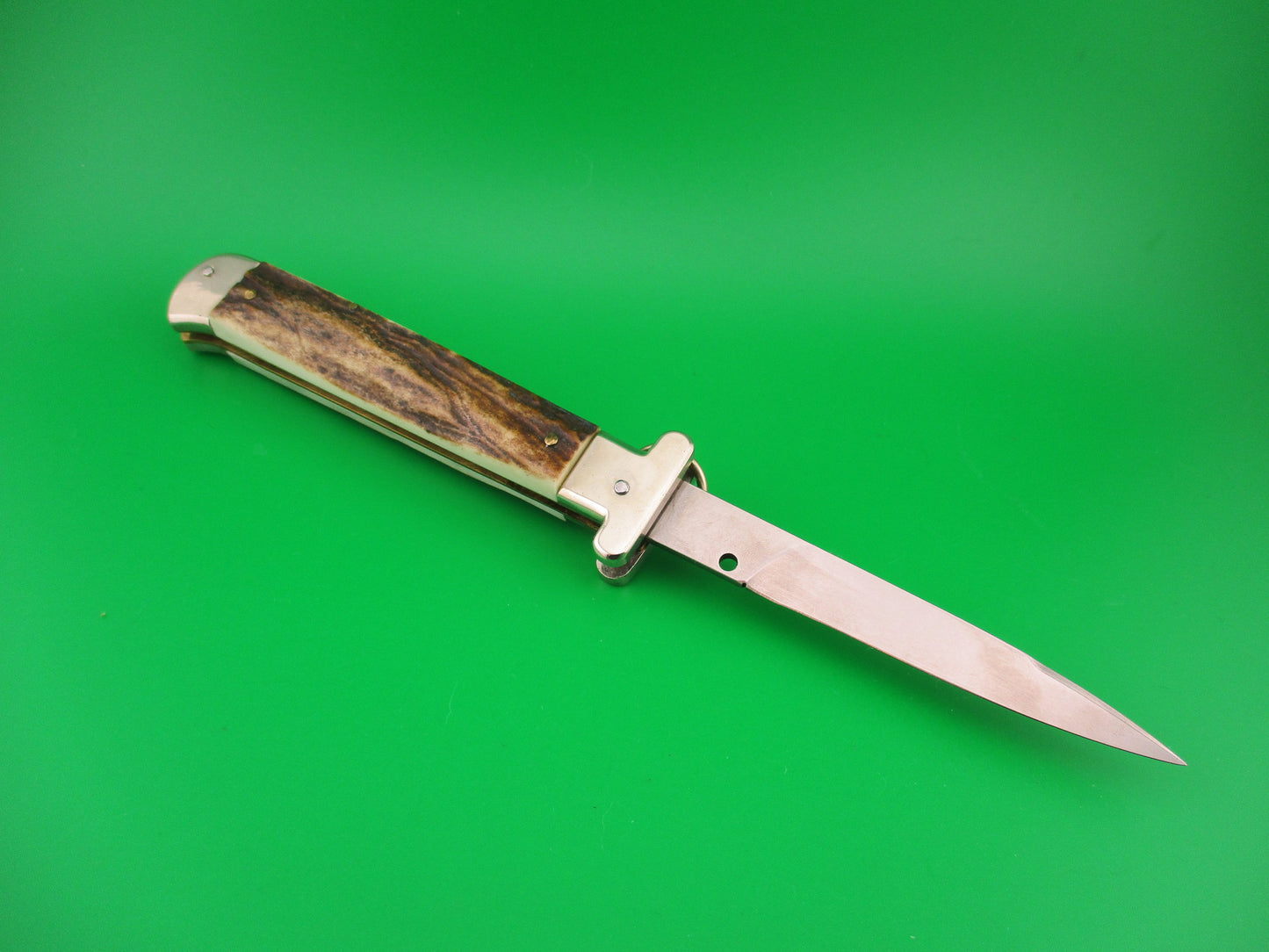 AGA CAMPOLIN Maniago-Italy 2014 22cm Italian Francese Stag Ringpull automatic knife