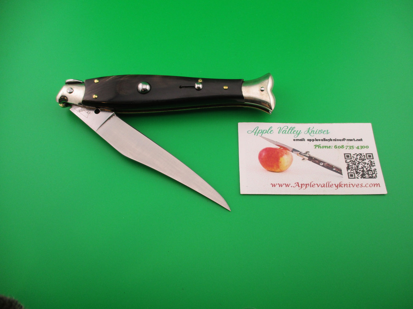AKC 25cm Italian Picklock Fishtail Dark horn vintage automatic knife