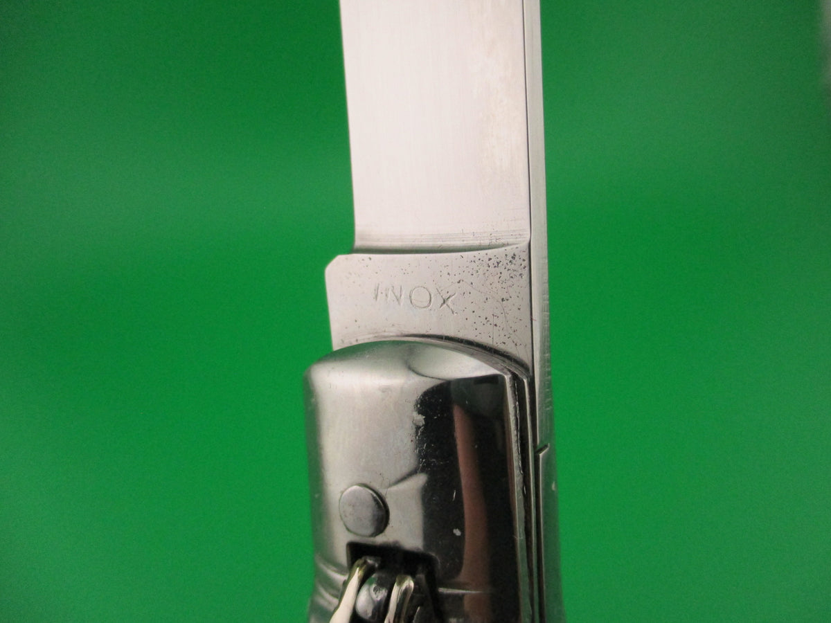 INOX 20cm Italian Lever Customized Green Pearl File work automatic knife 9mm Luger