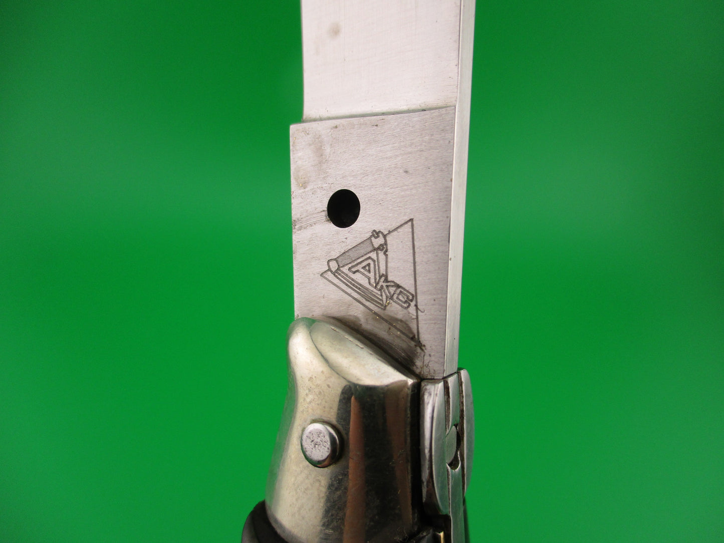 AKC 25cm Italian Picklock Fishtail Dark horn vintage automatic knife