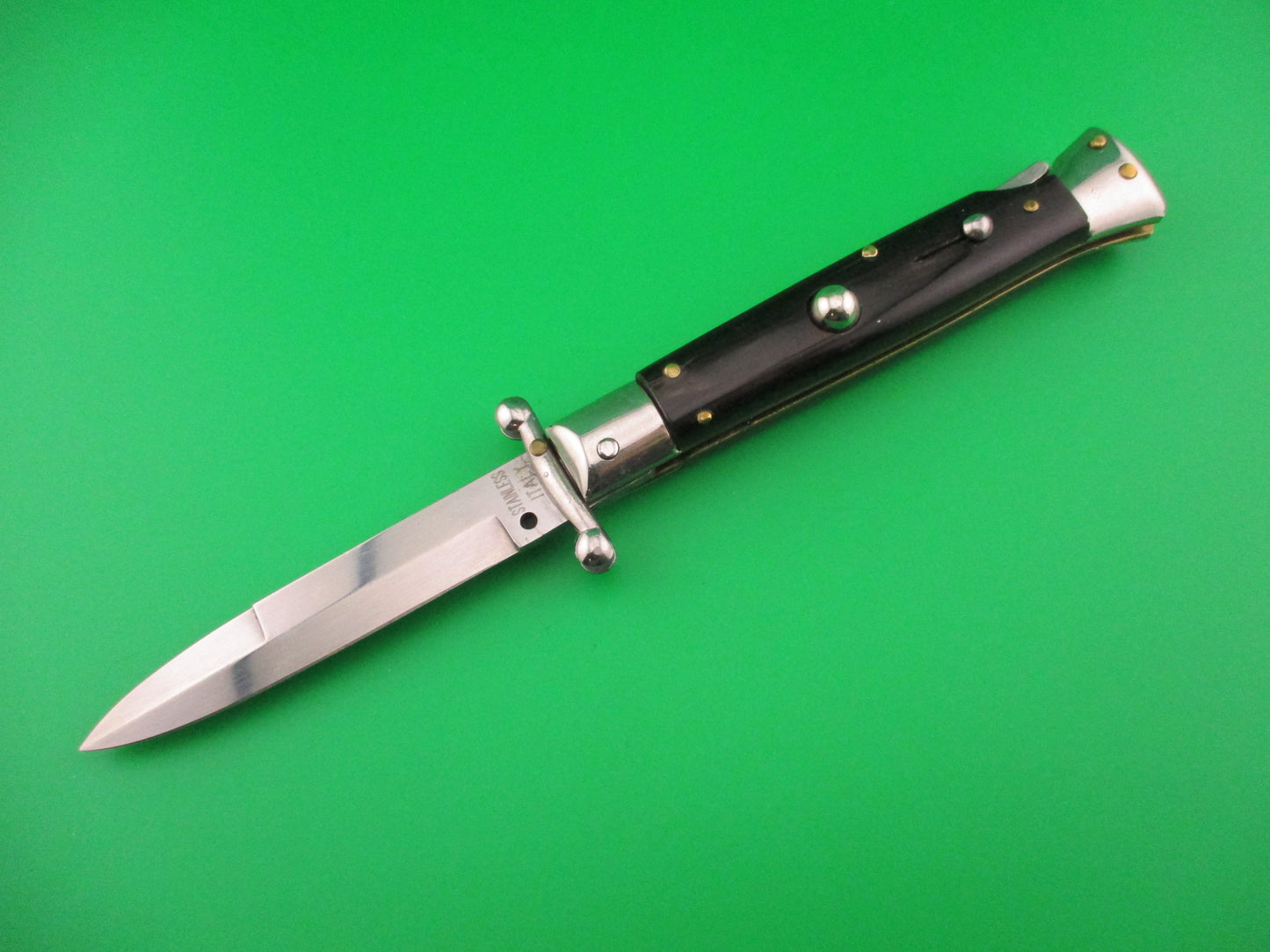 STAINLESS ITALY AB ITALY 20cm Italian Swing Guard Horn Bayonet automatic knife