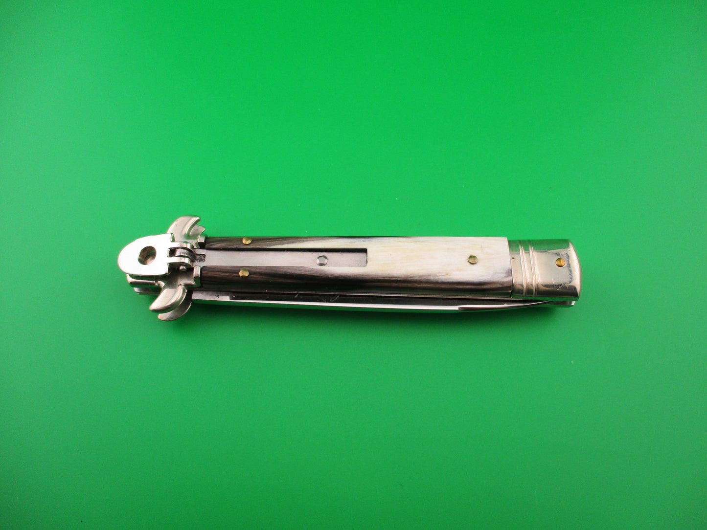 AKC ITALY Leverletto by Bill DeShivs 23cm Larger Italian Horn lever automatic knife