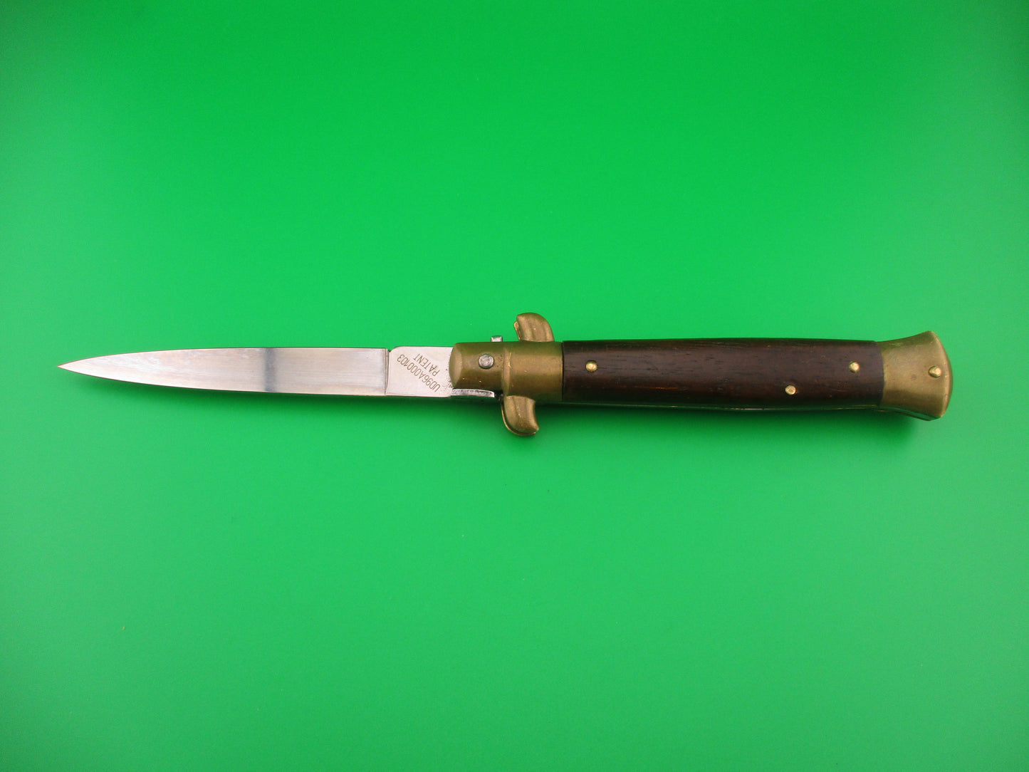 STAINLESS (slant) UD96A000103 PATENT 23cm Italian Stiletto bolster release switchblade