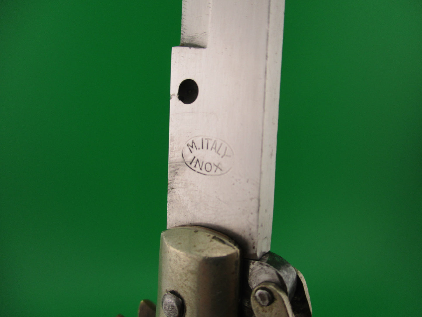 M. ITALY INOX 33cm Italian Fulcrum release Stag Vintage automatic knife