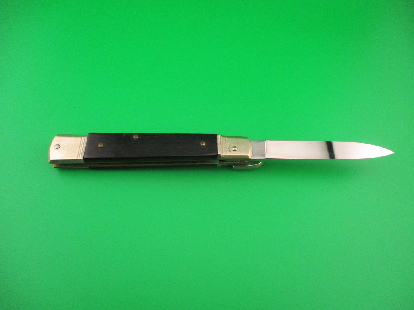 HUBERTUS SOLINGEN ROSTFREI 11cm West Germany Slimline Lever Ebony automatic knife