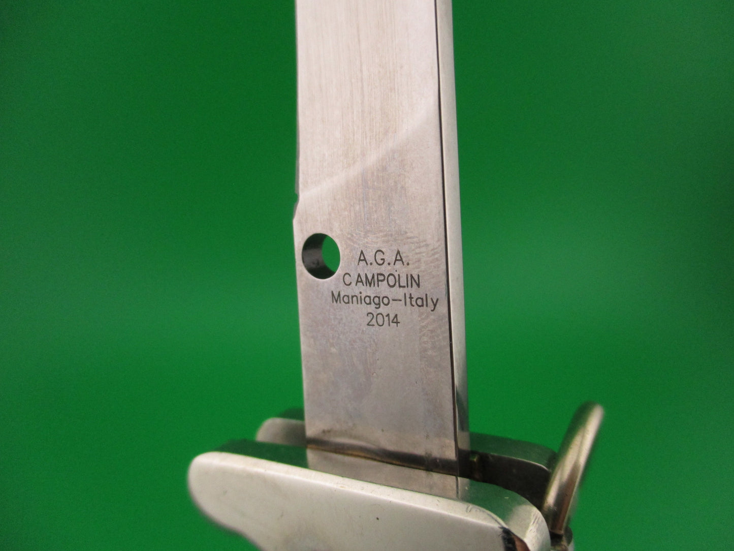 AGA CAMPOLIN Maniago-Italy 2014 22cm Italian Francese Stag Ringpull automatic knife