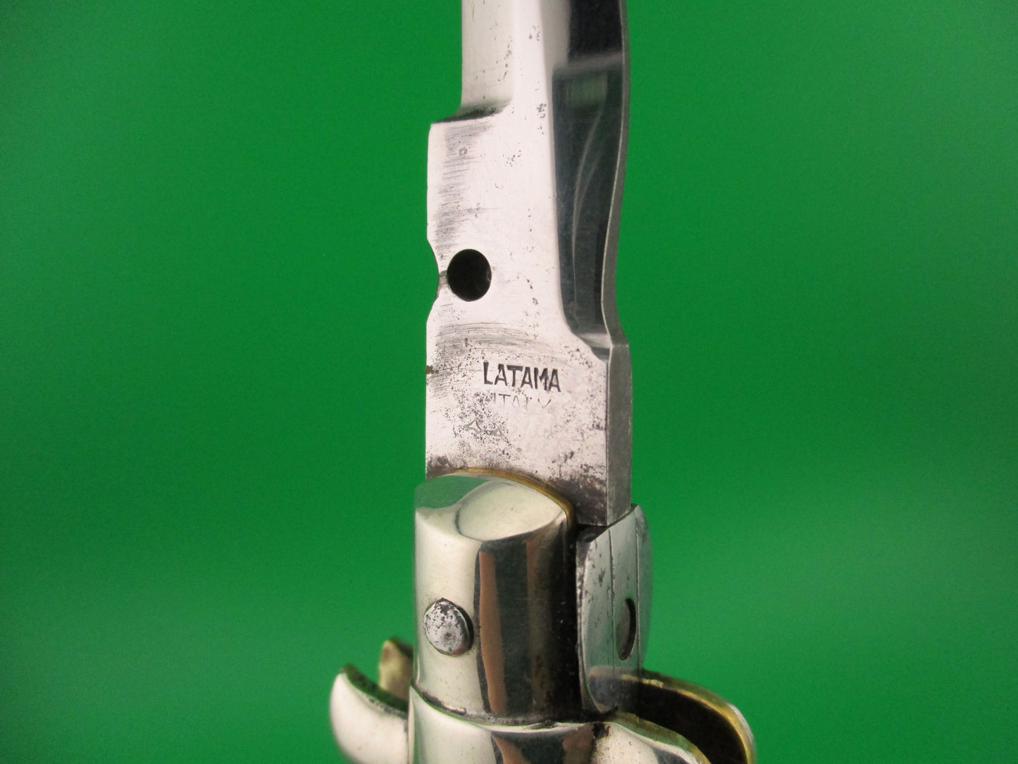LATAMA ITALY 28cm Italian Picklock Kris 1950s Cream & Green horn vintage automatic knife