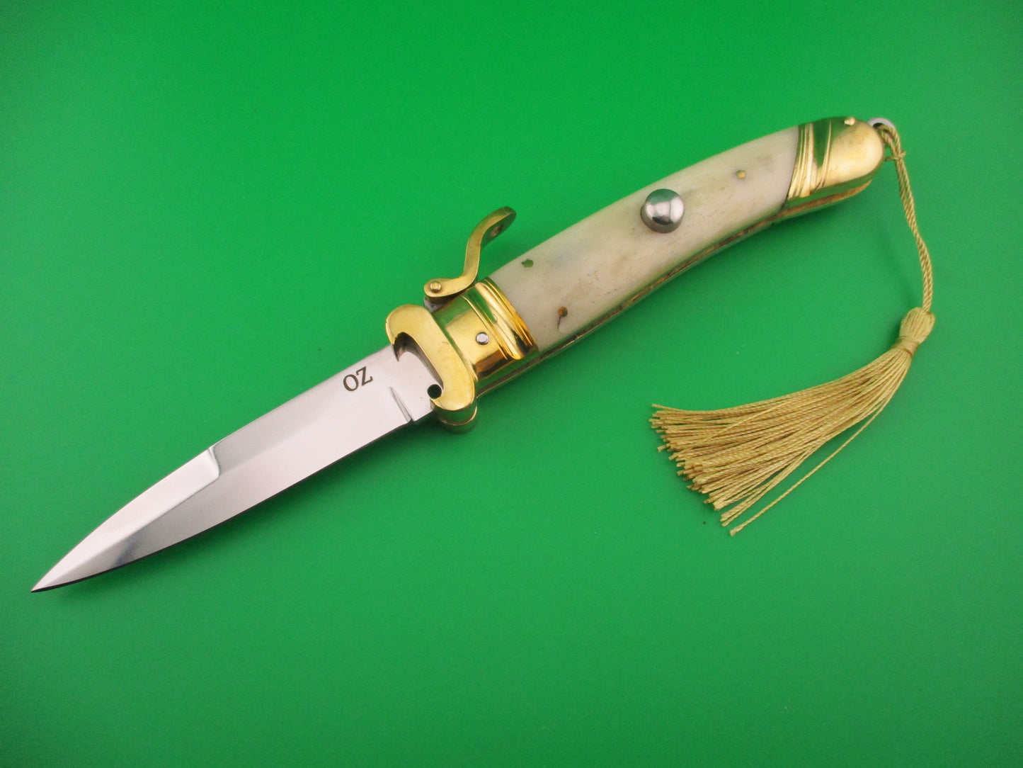 OZ 23cm Scarperia Tonerini Italian Inspired Fulcrum Shell puller Custom Automatic Knife