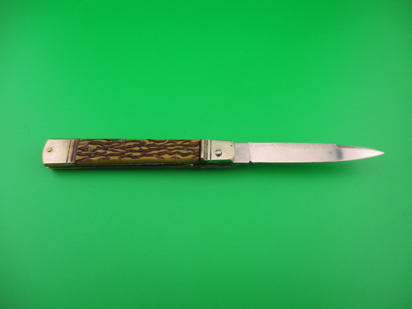 Rostfrei IMPORT 20cm Italian Lever Faux Stag vintage 1970s slimline automatic knife