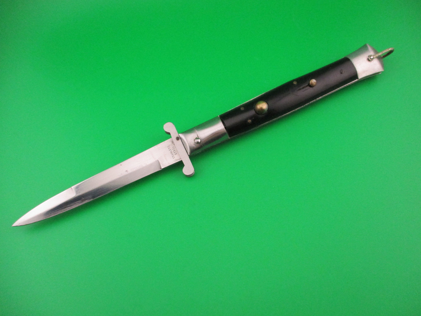 STAINLESS STEEL 27cm Japanese Rizzuto Swing guard Black step bolster vintage switchblade