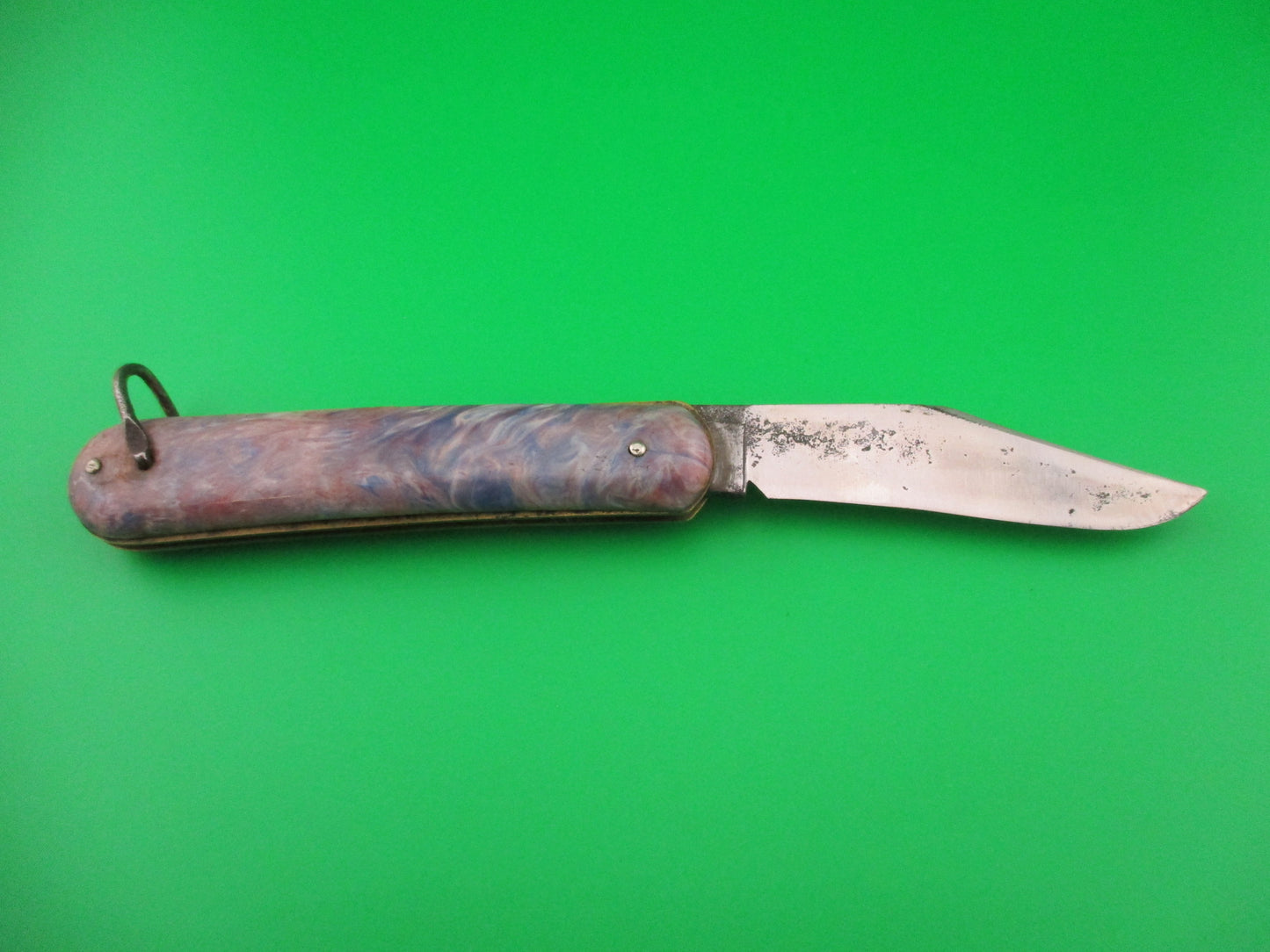 COLONIAL SHUR-SNAP Fatjack Blue Pink swirl vintage 1950s switchblade knife