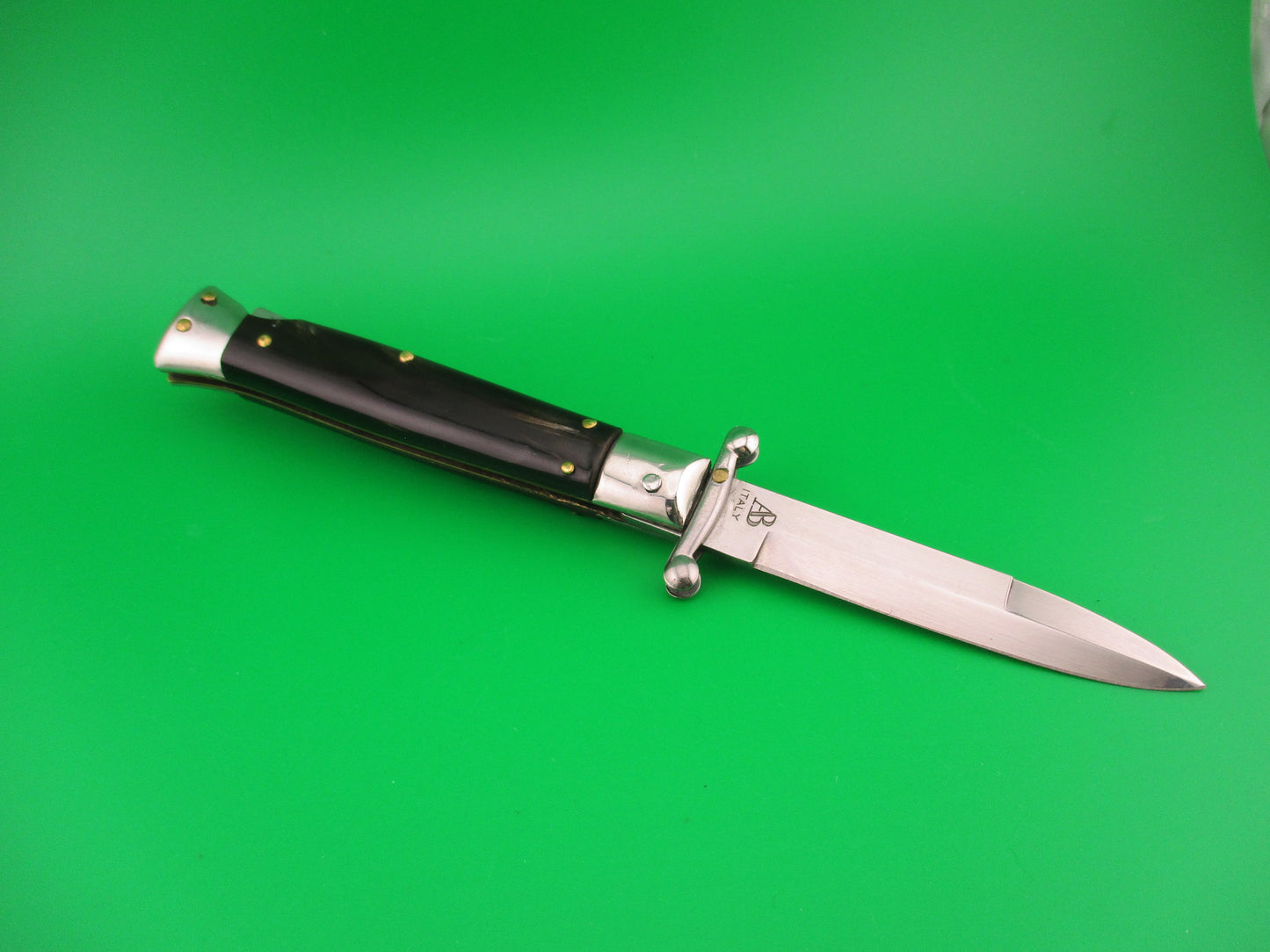STAINLESS ITALY AB ITALY 20cm Italian Swing Guard Horn Bayonet automatic knife