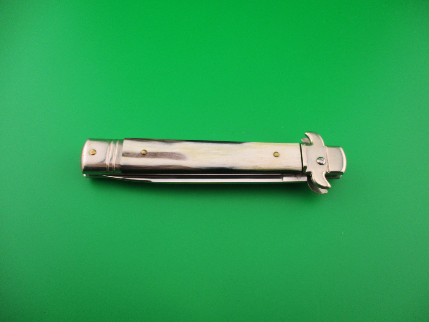 AKC ITALY Leverletto by Bill DeShivs 23cm Larger Italian Horn lever automatic knife