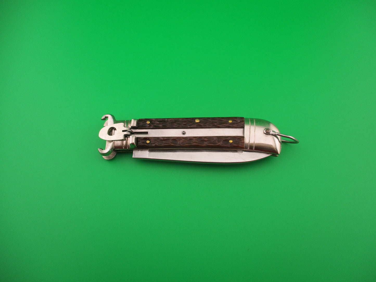 Virginia INOX 20cm Italian Bone shell puller lever vintage switchblade w lanyard ring