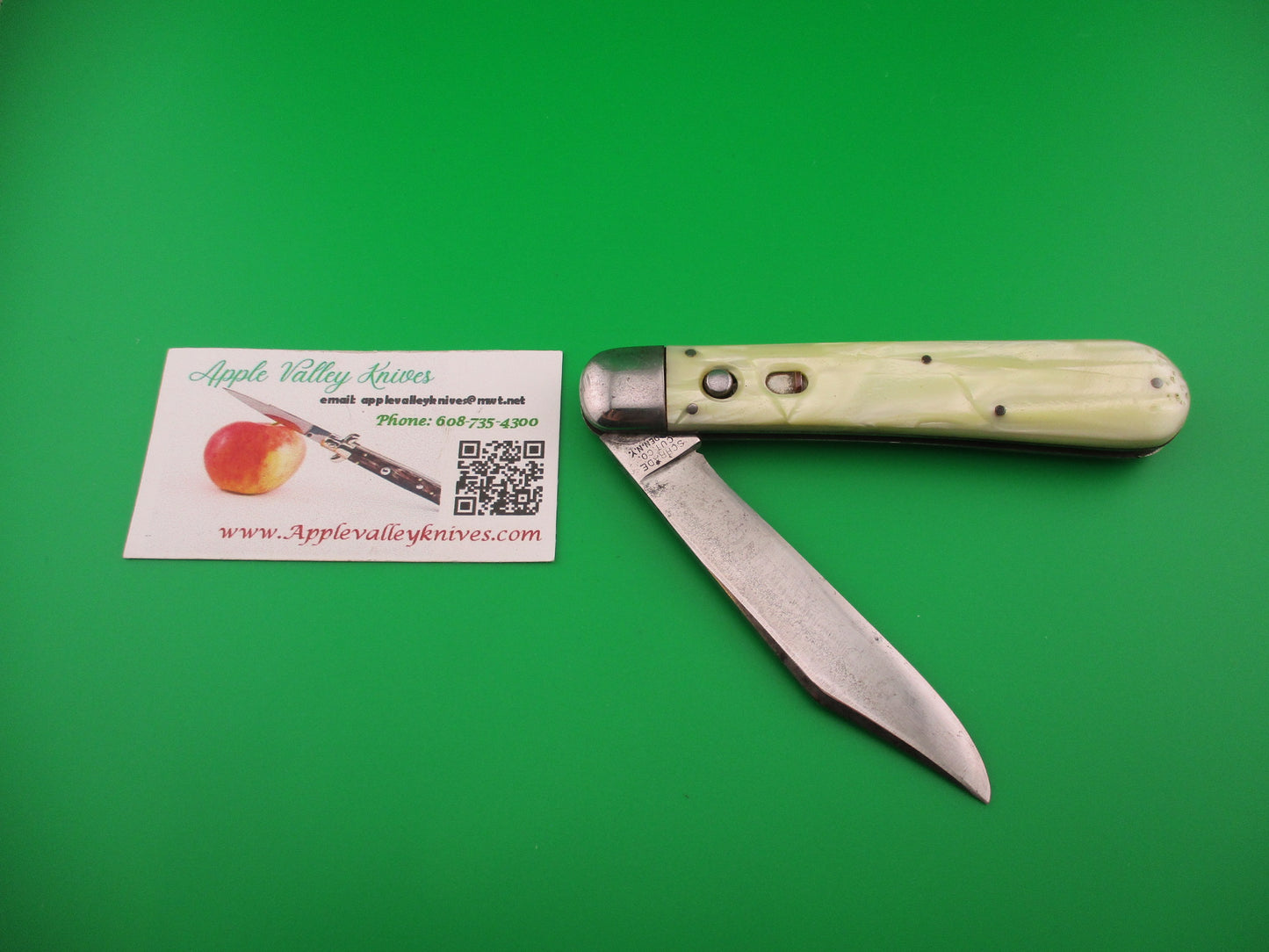 SCHRADE CUT CO FOREST KING Marine Pearl Vintage Hunter Automatic knife Etch