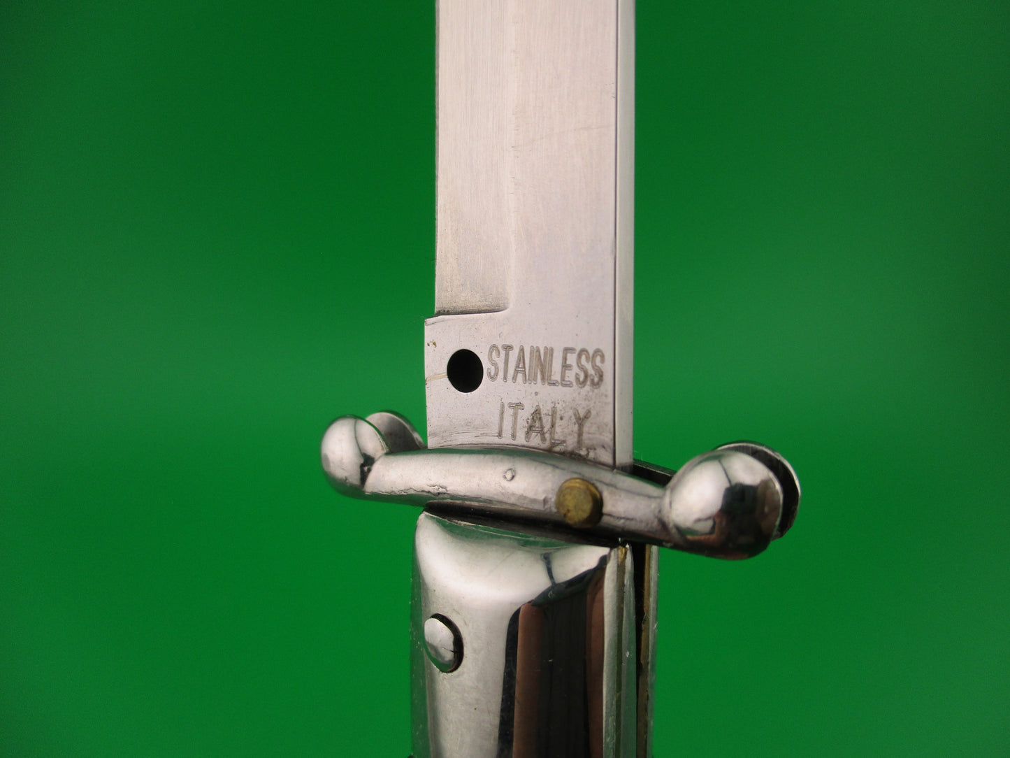 STAINLESS ITALY AB ITALY 20cm Italian Swing Guard Horn Bayonet automatic knife