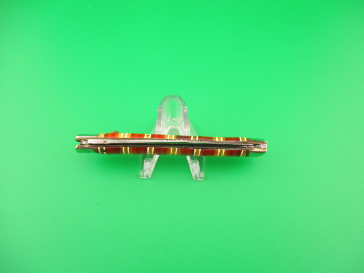 SCHRADE WALDEN Fishtail Candystripe celluloid w/bolsters #151 switchblade knife