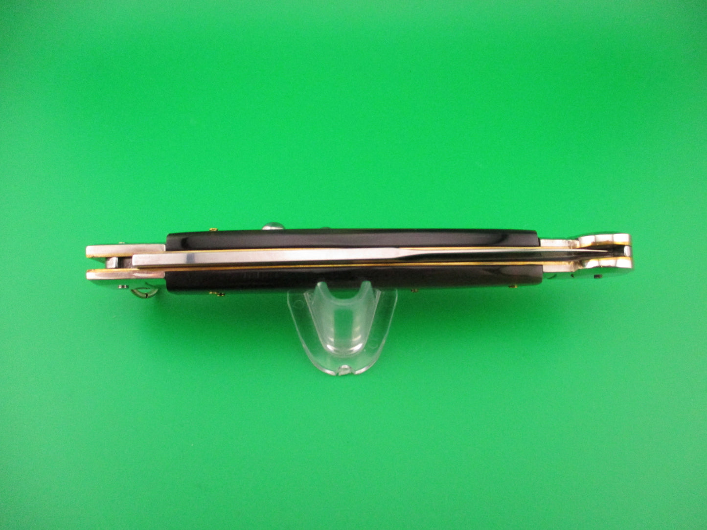 AGA CAMPOLIN 30cm Sicilian Ring Pull Italian Green & black horn automatic knife