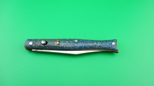 Edgemaster Fishtail Blue Sparkle vintage switchblade knife