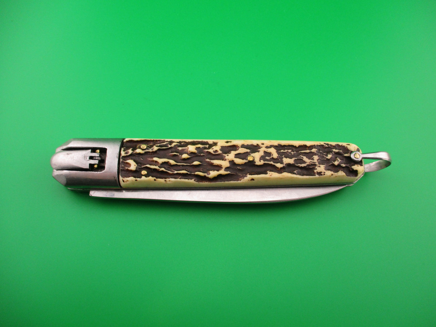 INOX 27cm French Coffin Lever knife Faux stag automatic knife