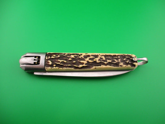 INOX 27cm French Coffin Lever knife Faux stag automatic knife