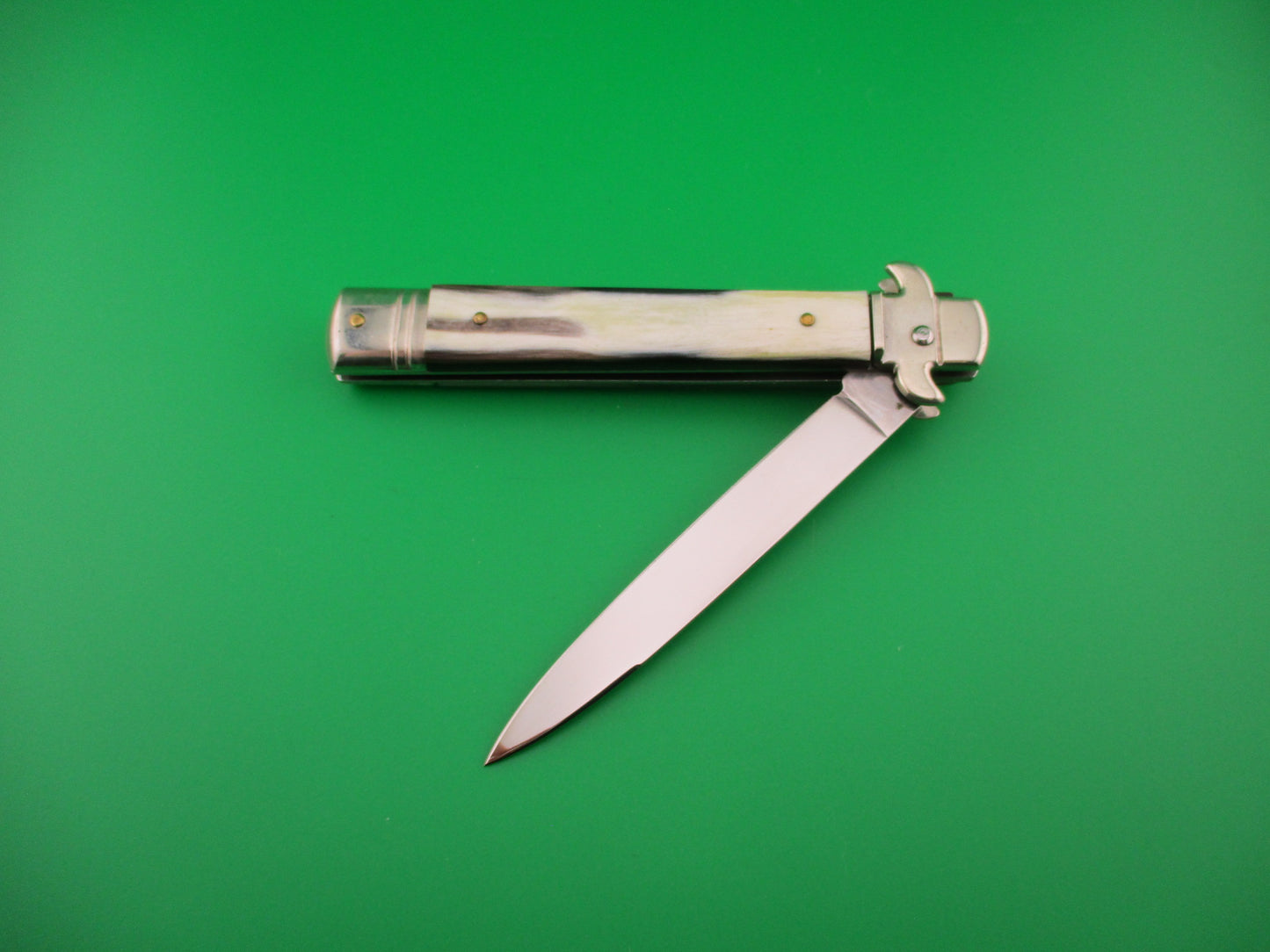 AKC ITALY Leverletto by Bill DeShivs 23cm Larger Italian Horn lever automatic knife