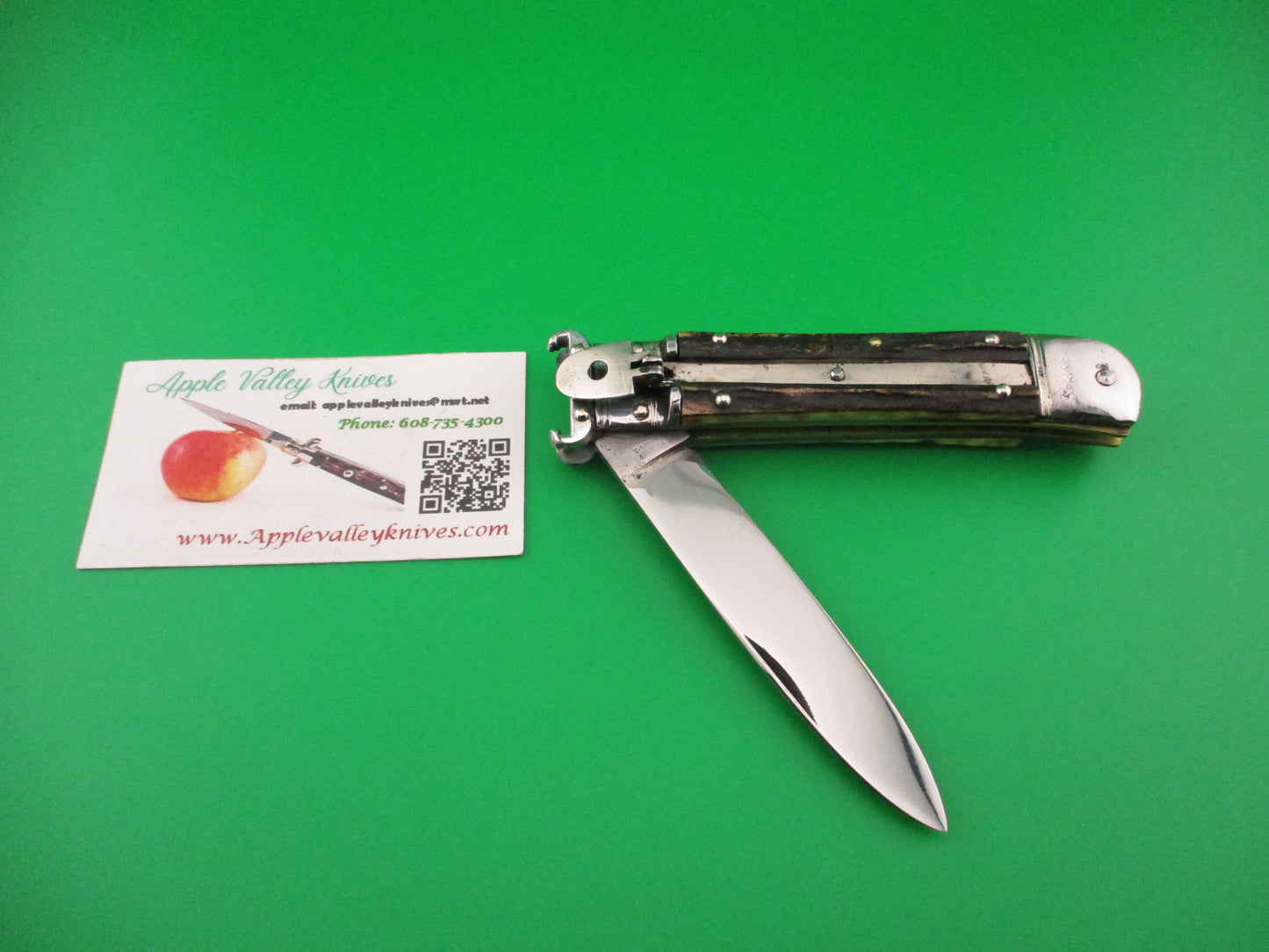 H.W. BOKER SOLINGEN-O. 20cm German Shell Puller Lever Stag vintage automatic knife