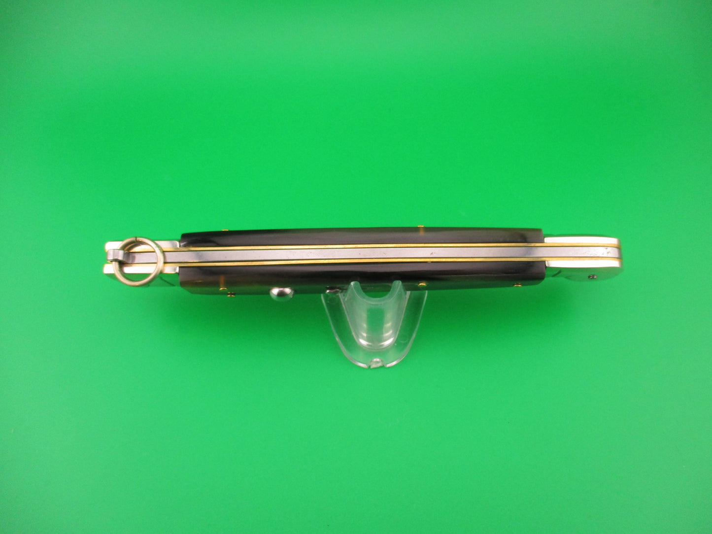 AGA CAMPOLIN 30cm Sicilian Ring Pull Italian Green & black horn automatic knife
