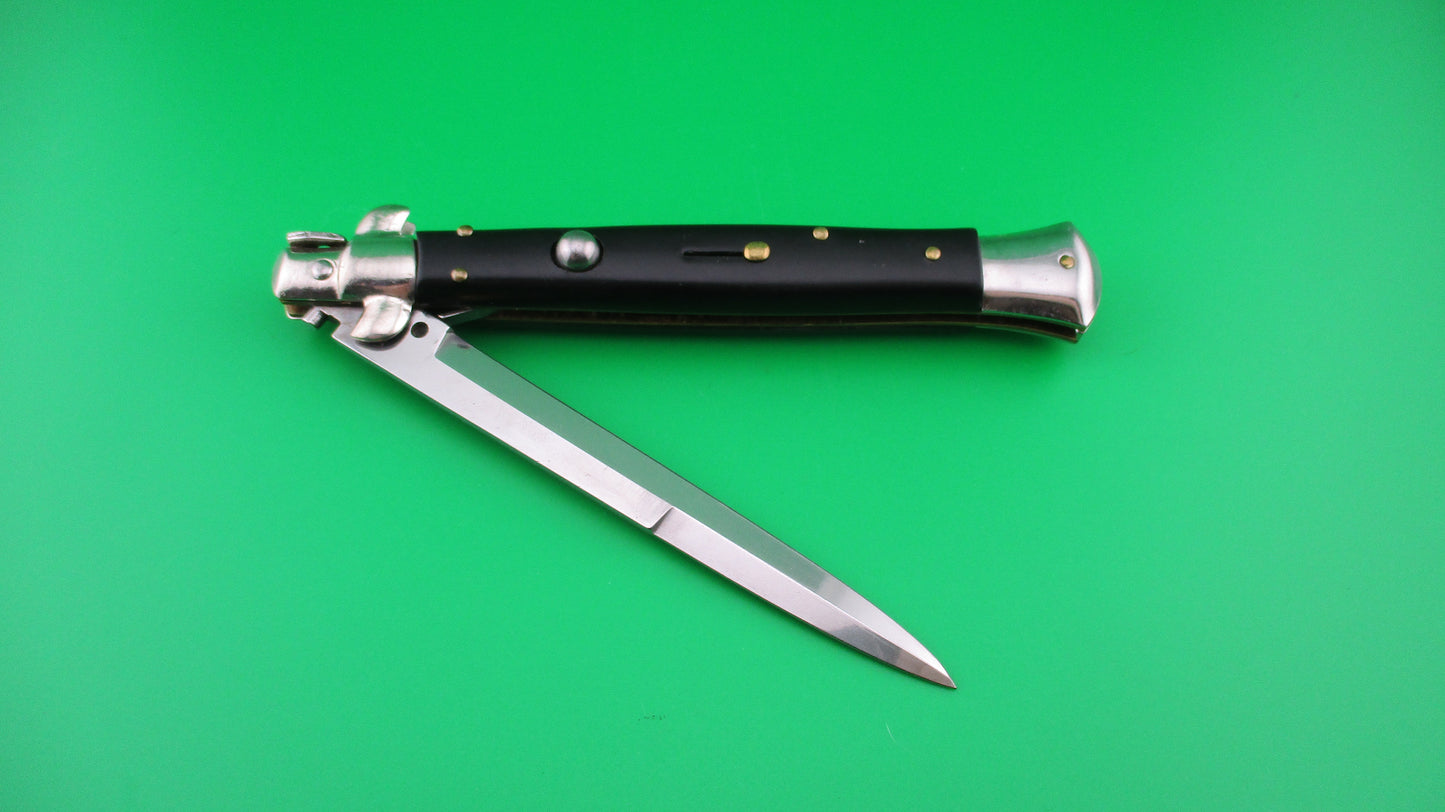 ITALY INOX 28cm Italian Stiletto swivel bolster Black automatic knife