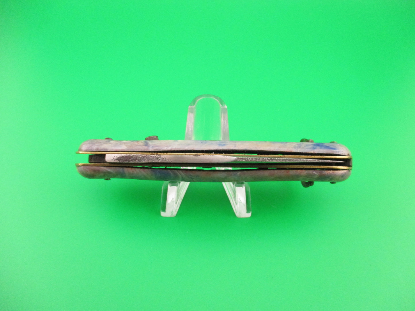 COLONIAL SHUR-SNAP Fatjack Blue Pink swirl vintage 1950s switchblade knife