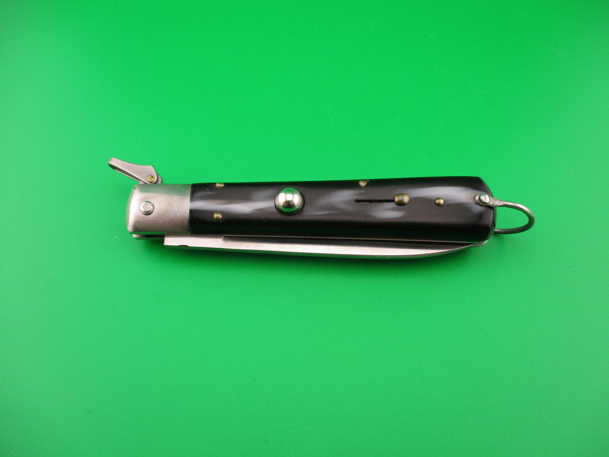 J INOX 21cm Italian Fulcrum release Black & Cream automatic knife