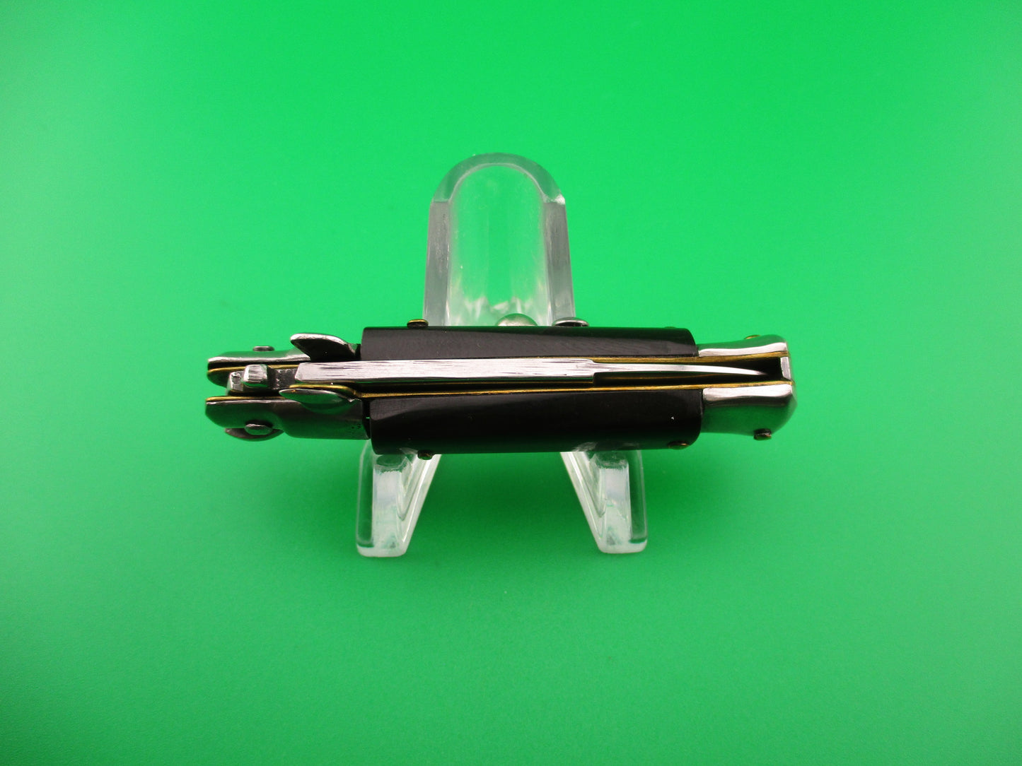 MANIAGO ITALY 12cm Italian Swivel bolster Bayonet Dark horn automatic knife