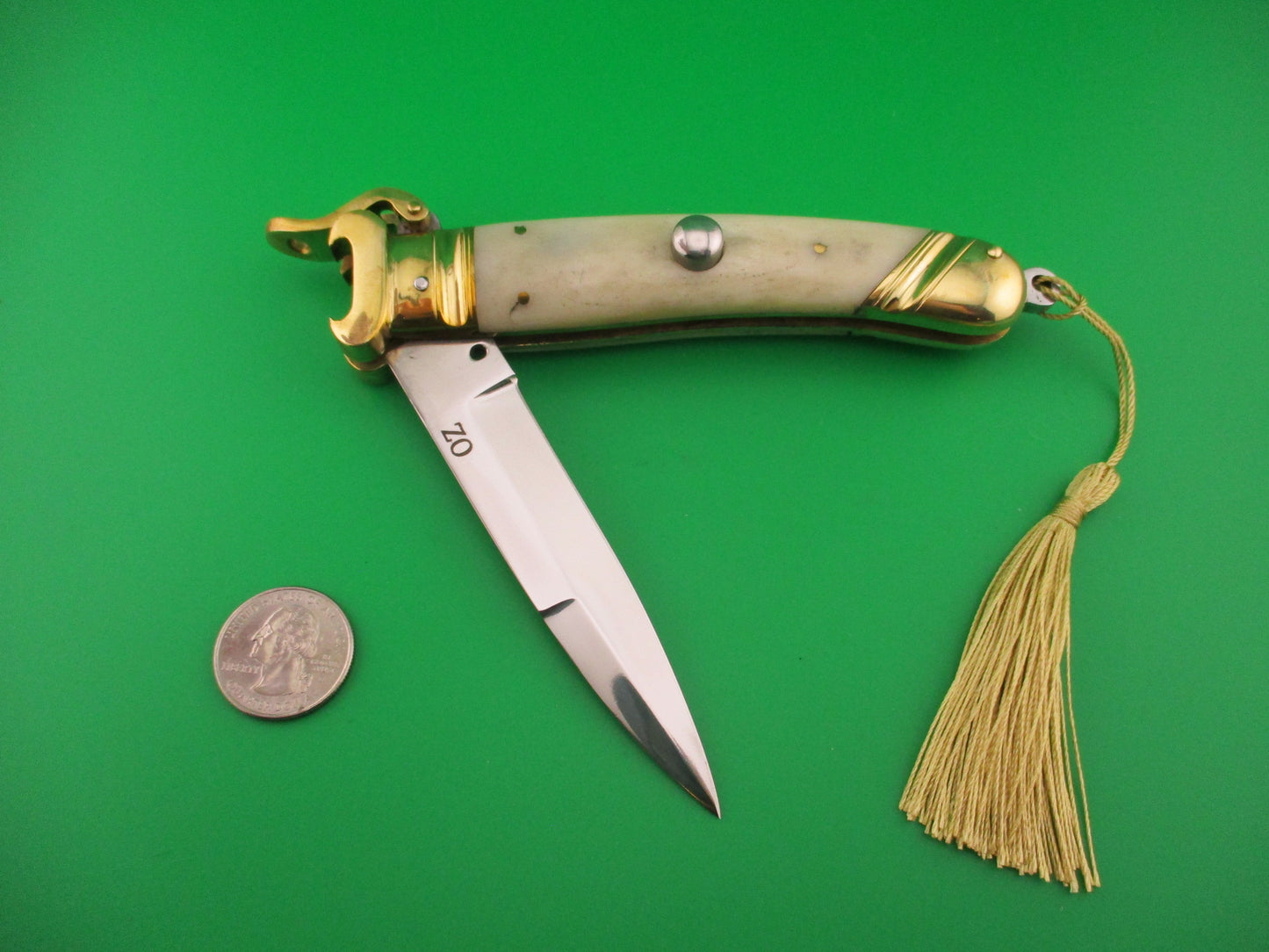OZ 23cm Scarperia Tonerini Italian Inspired Fulcrum Shell puller Custom Automatic Knife