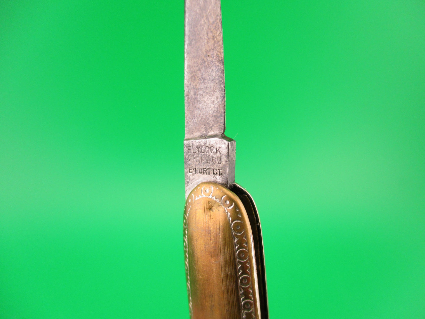 Flylock Small Silver double switchblade vintage knife w/shackle & file blade