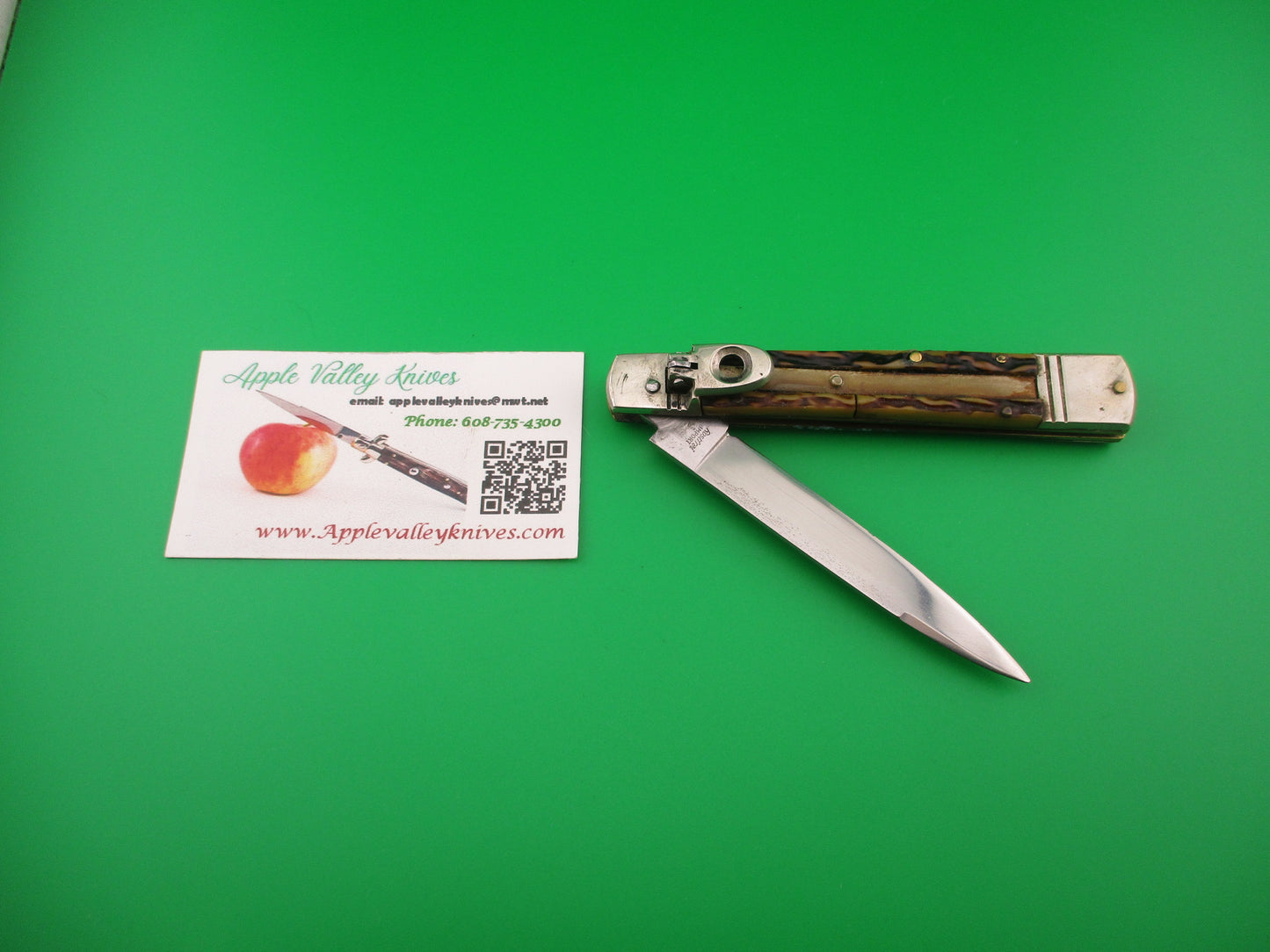 Rostfrei IMPORT 20cm Italian Lever Faux Stag vintage 1970s slimline automatic knife