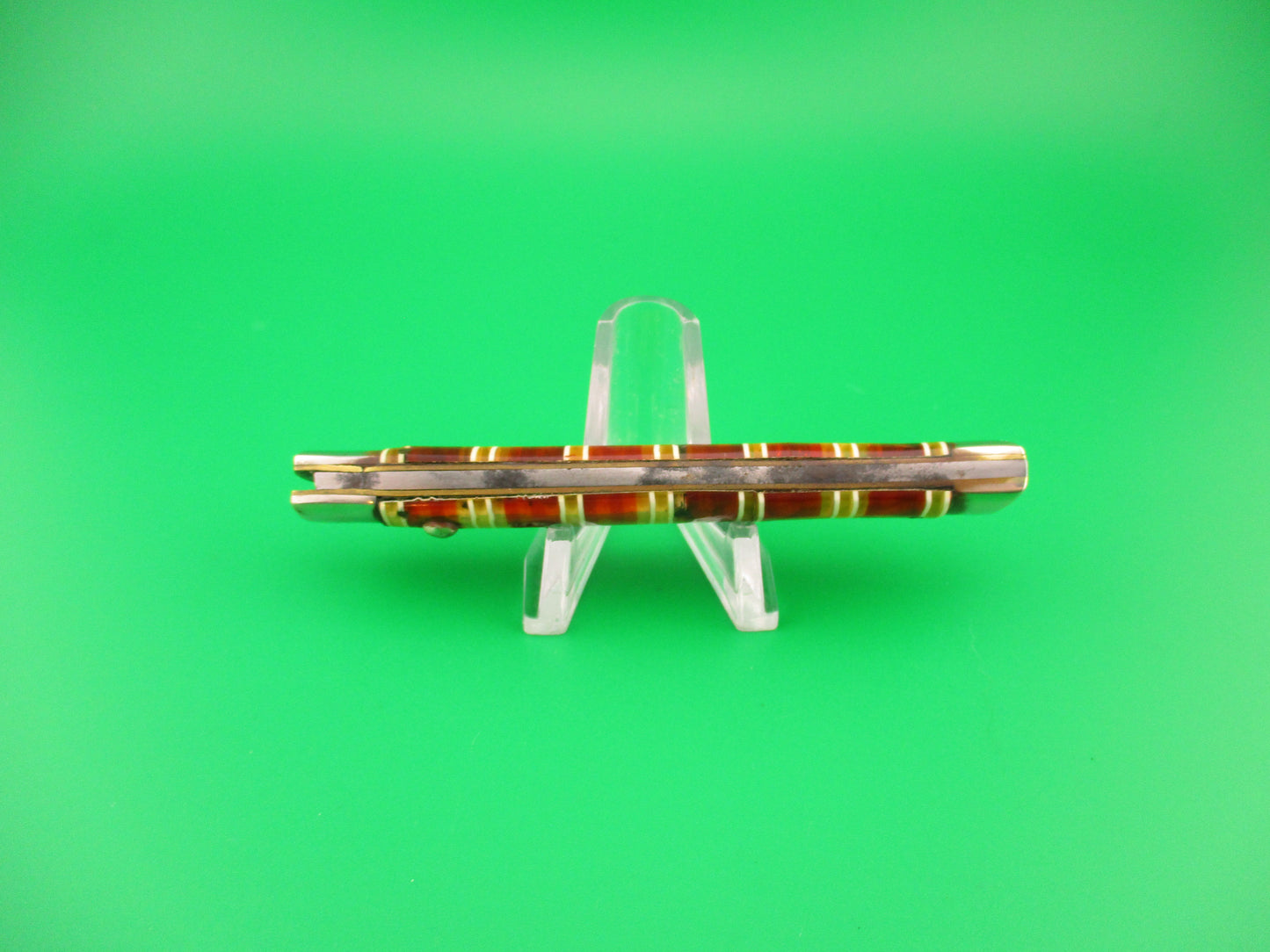 SCHRADE WALDEN Fishtail Candystripe celluloid w/bolsters #151 switchblade knife