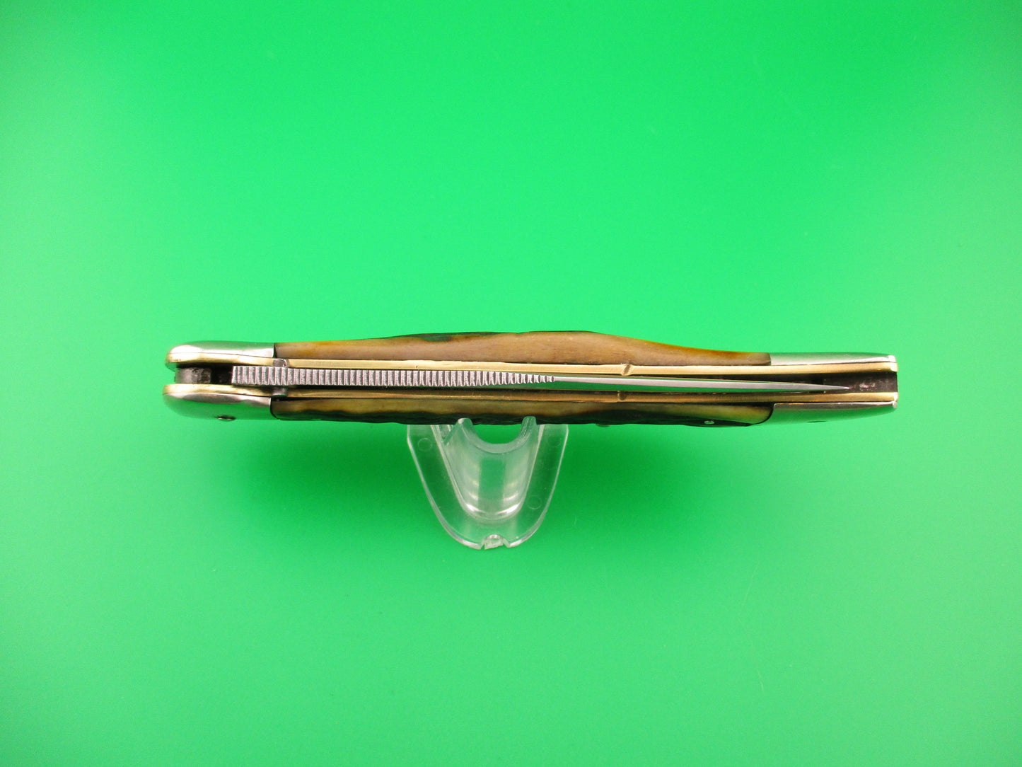 KaBar Large Grizzly Stag #2179 Vintage switchblade knife made USA