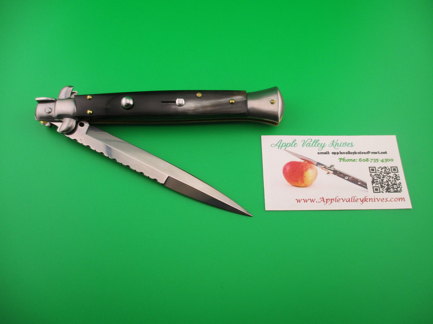 FRANK B ITALY 28cm Italian Stiletto Swivel bolster bayonet automatic knife w File work