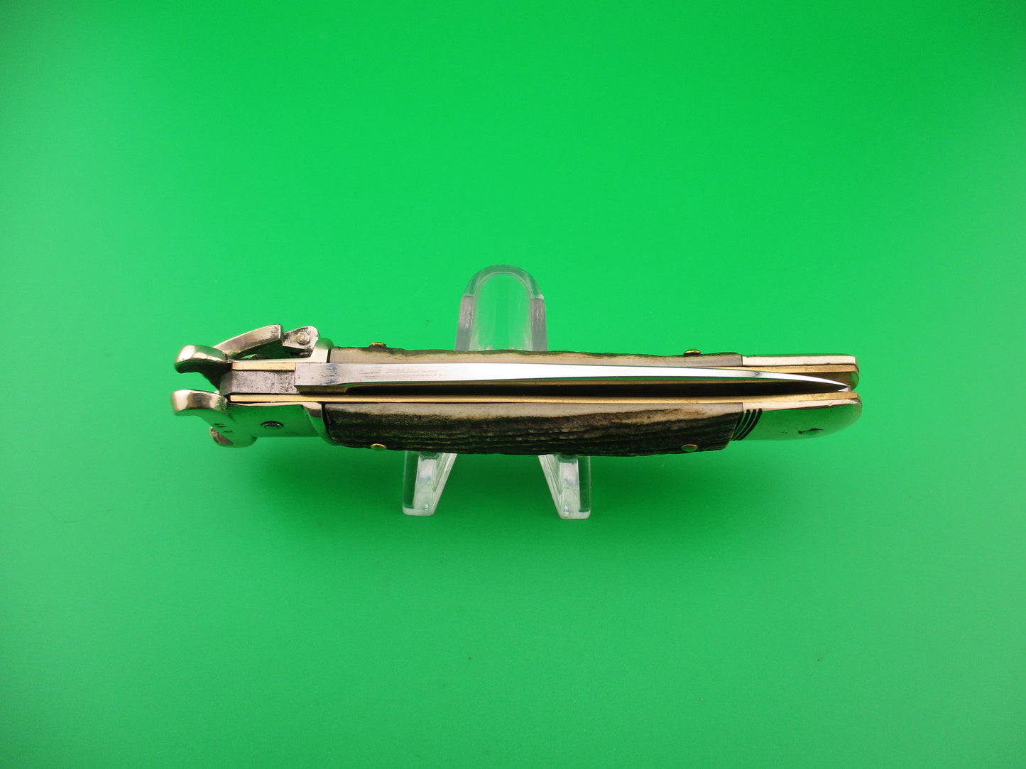 H.W. BOKER SOLINGEN-O. 20cm German Shell Puller Lever Stag vintage automatic knife