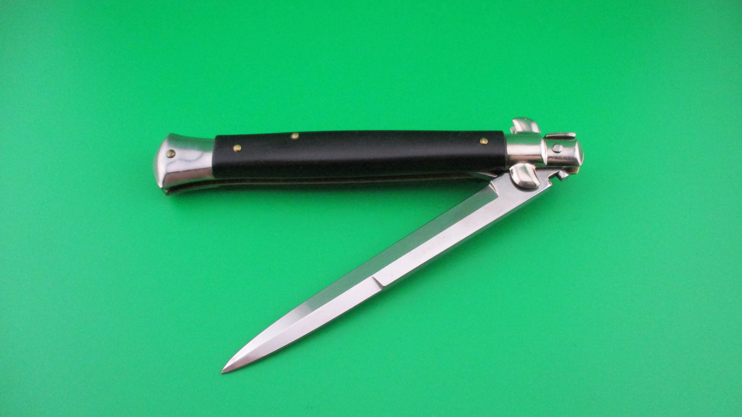 ITALY INOX 28cm Italian Stiletto swivel bolster Black automatic knife