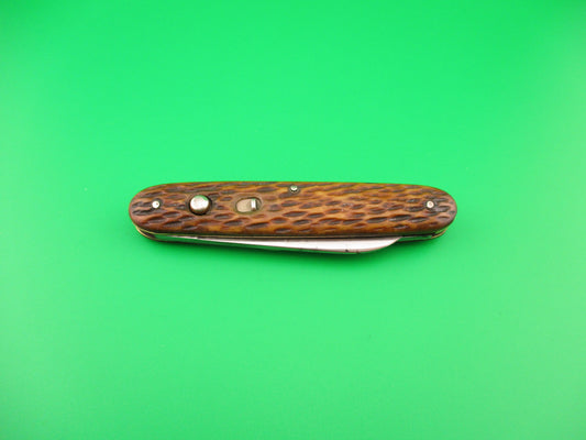 Schrade Cut Co Large Double jigged bone Spear/pen vintage automatic knife