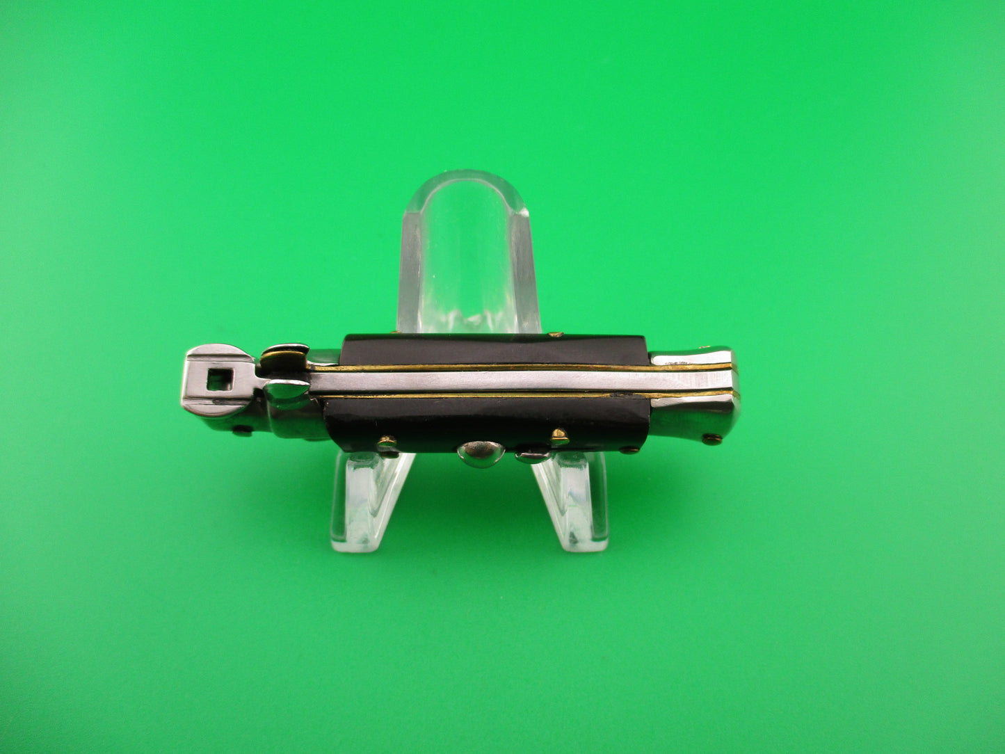 MANIAGO ITALY 12cm Italian Swivel bolster Bayonet Dark horn automatic knife