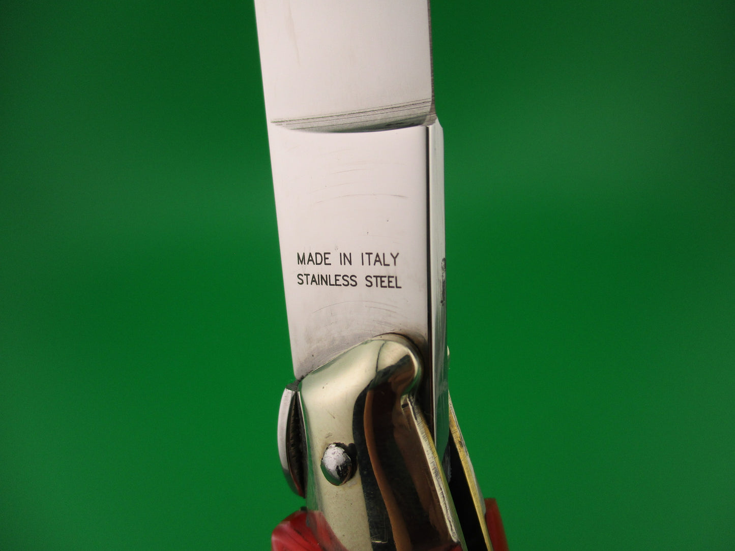 AKC 25cm Italian Picklock Fishtail Pink Pearlex vintage automatic knife