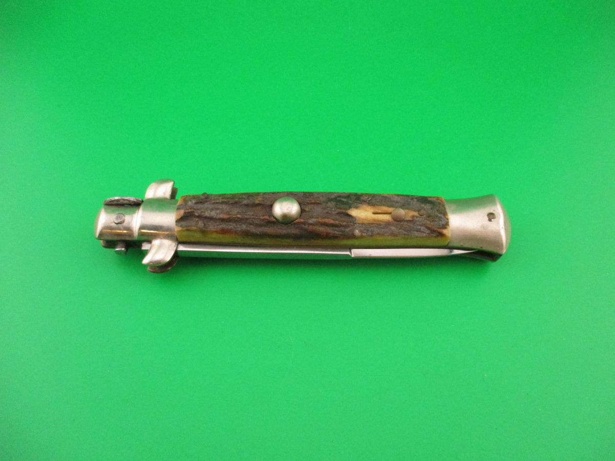 M ITALY INOX 23cm Italian Picklock Stag vintage 1950s automatic knife