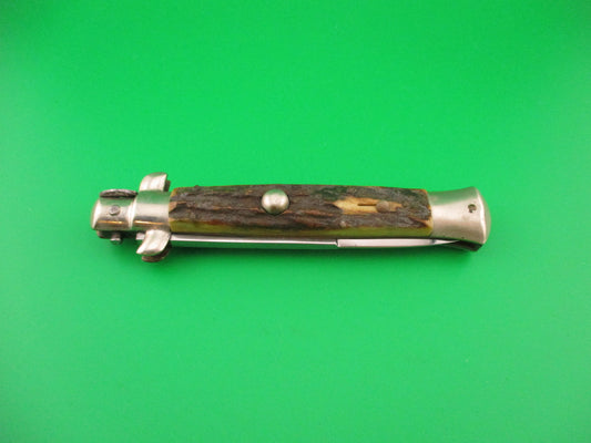 M ITALY INOX 23cm Italian Picklock Stag vintage 1950s automatic knife