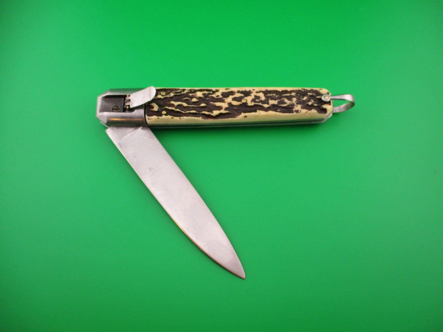 INOX 27cm French Coffin Lever knife Faux stag automatic knife