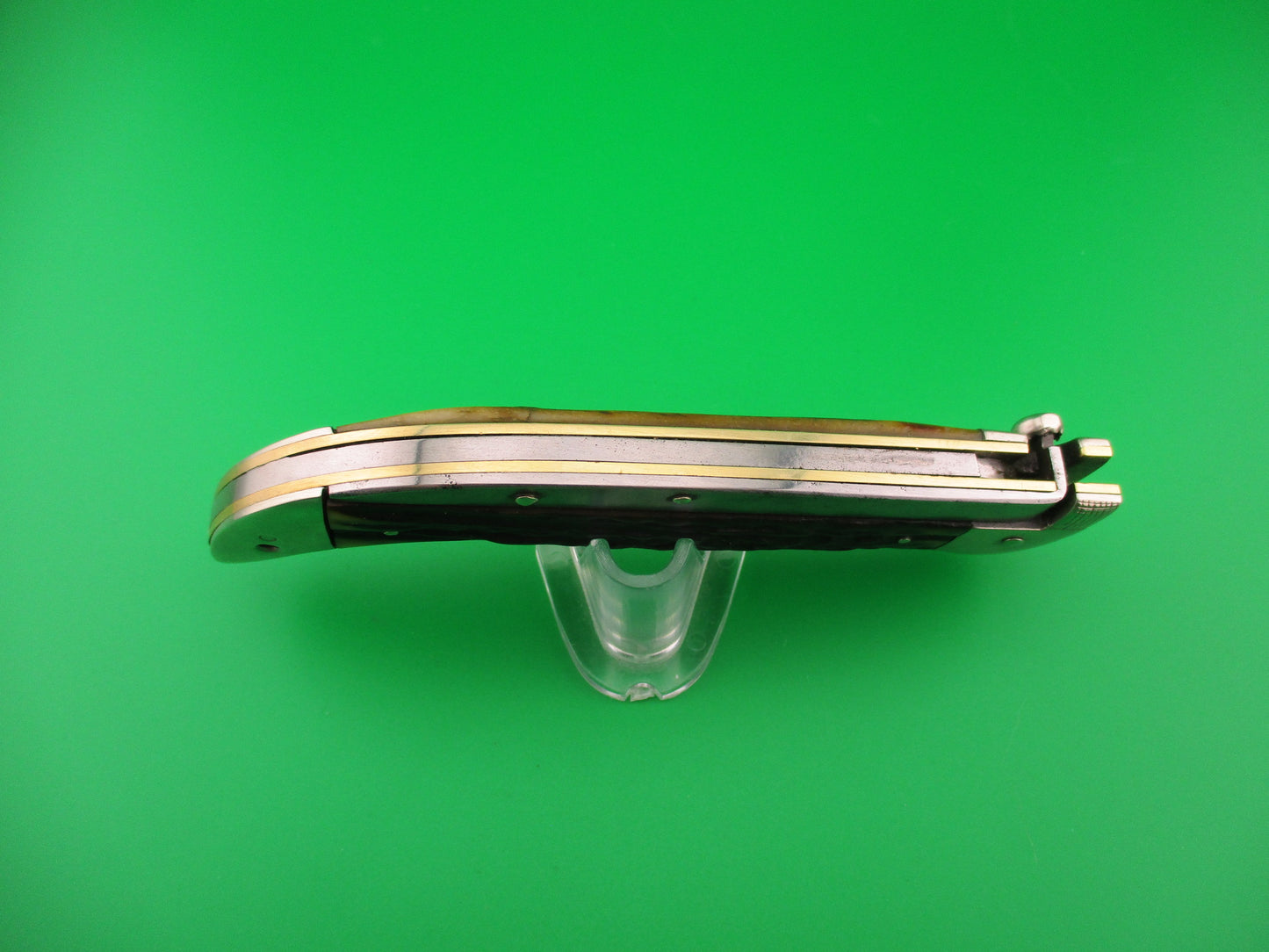 KaBar Large Grizzly Stag #2179 Vintage switchblade knife made USA