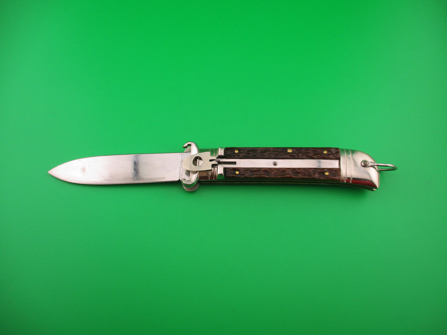 Virginia INOX 20cm Italian Bone shell puller lever vintage switchblade w lanyard ring