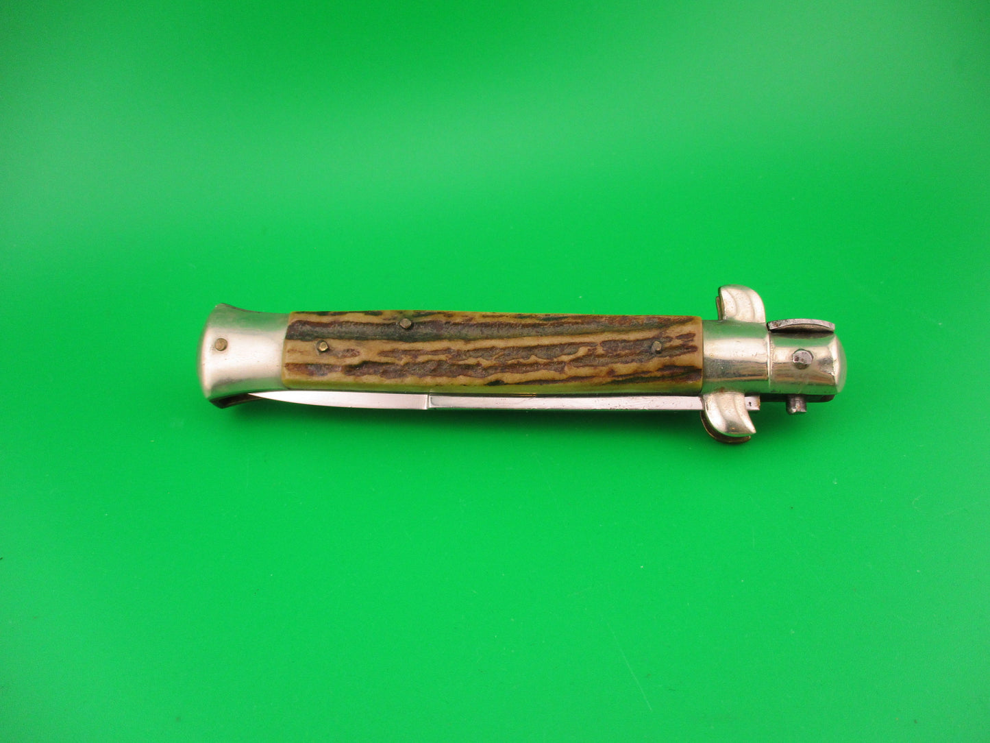 M ITALY INOX 23cm Italian Picklock Stag vintage 1950s automatic knife