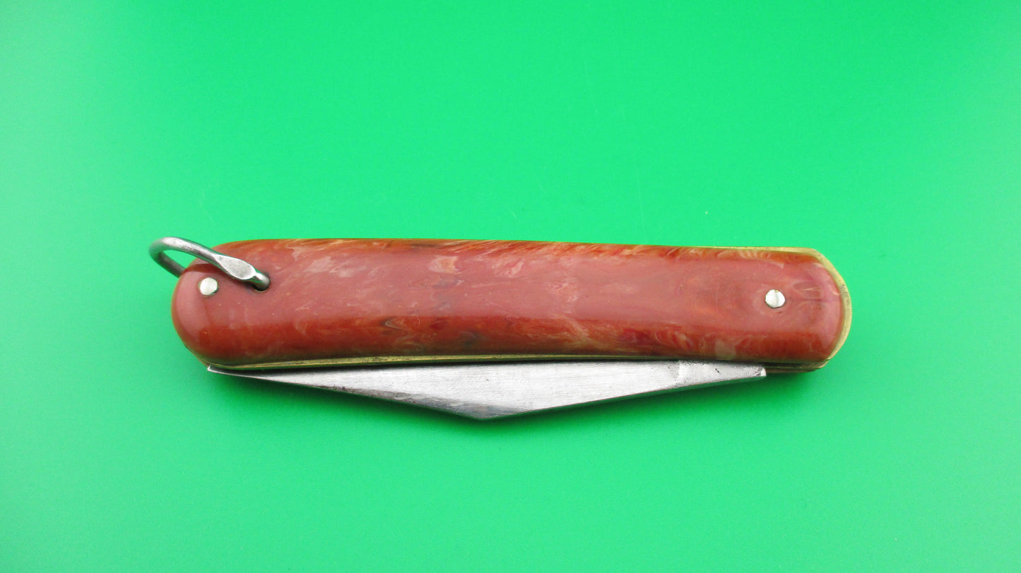 Colonial JIFFY Fatjack Firebrick swirl Vintage American switchblade knife